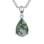 Strieborný náhrdelník machový achát