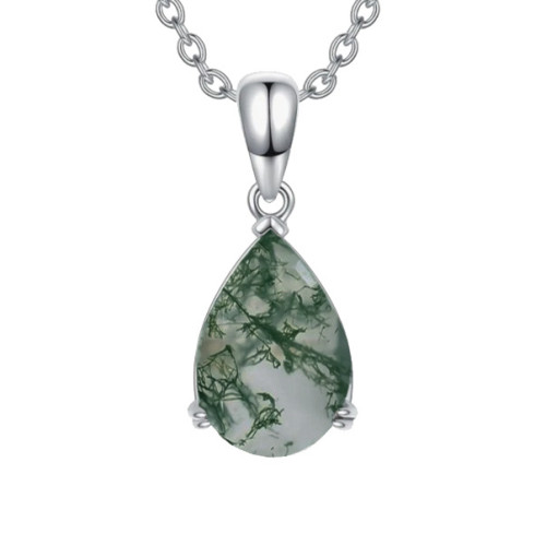 Strieborný náhrdelník machový achát