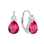 Strieborné náušnice rubínovej slzičky