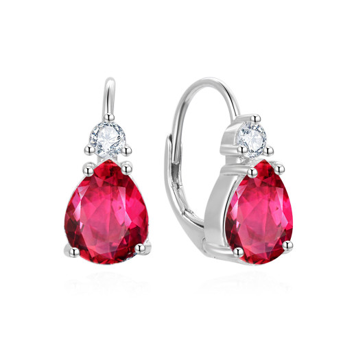 Strieborné náušnice rubínovej slzičky