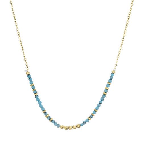 Náhrdelník oceľový s modrým tyrkysom