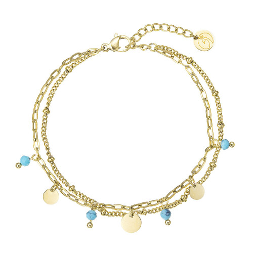 Náramok oceľový s modrým tyrkysom