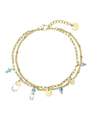 Náramok oceľový s modrým tyrkysom