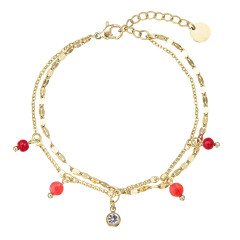 Náramok oceľový s červeným achátom