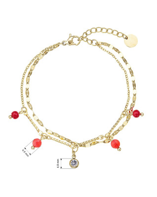 Náramok oceľový s červeným achátom