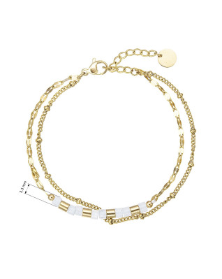 Náramok oceľový s bielym jadeitom