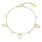 Náramok oceľový s perličkami a srdiečkami