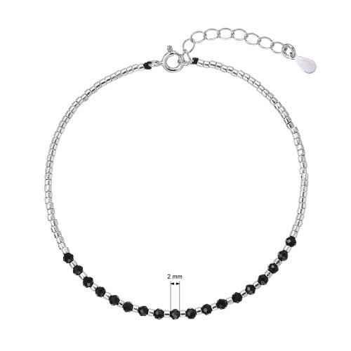 Strieborný náramok s čiernymi spinelmi