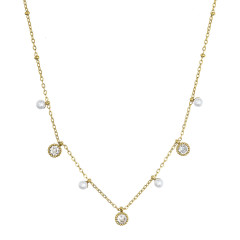 Náhrdelník oceľový s perličkami