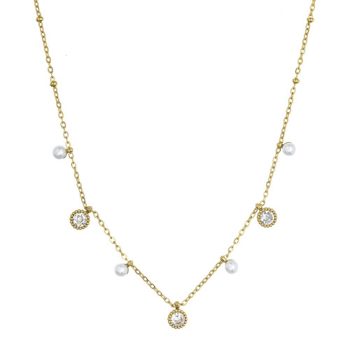 Náhrdelník oceľový s perličkami