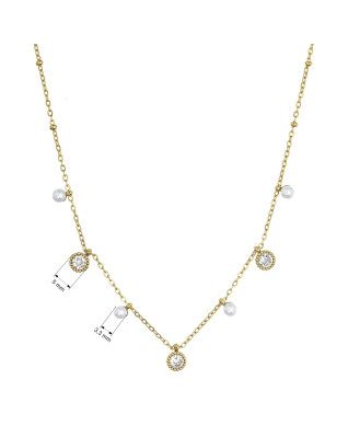 Náhrdelník oceľový s perličkami