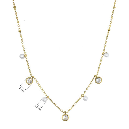 Náhrdelník oceľový s perličkami