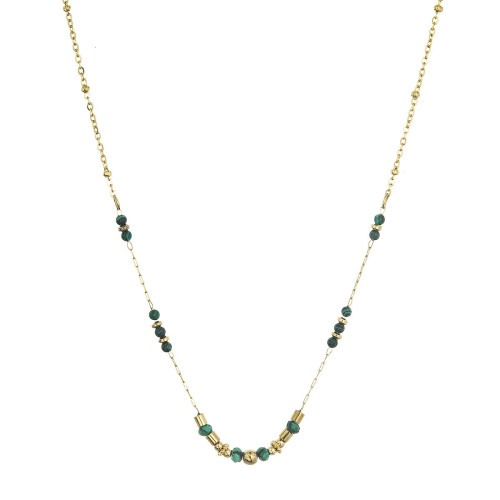 Náhrdelník oceľový s africkým malachitom