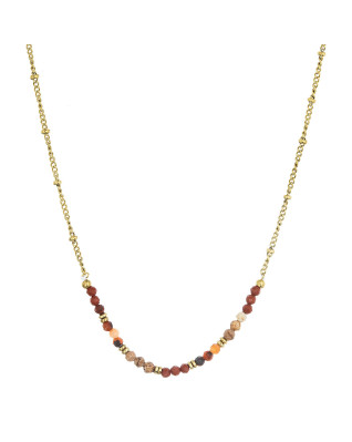 Náhrdelník oceľový s červeným achátom