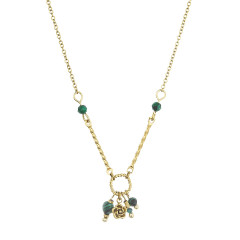 Náhrdelník oceľový s africkým malachitom