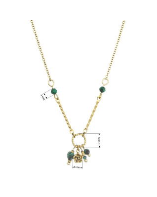 Náhrdelník oceľový s africkým malachitom