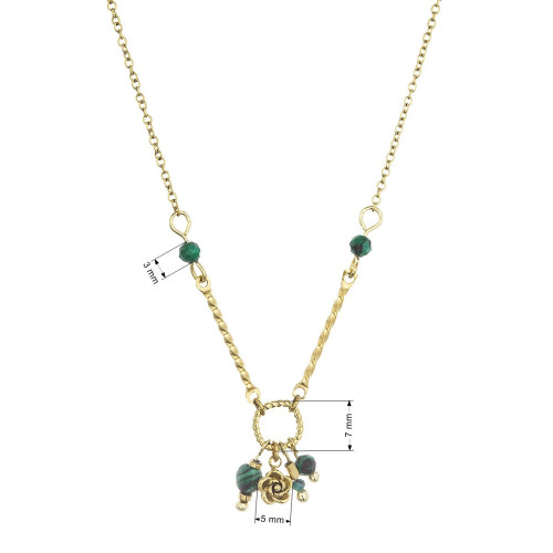 Náhrdelník oceľový s africkým malachitom