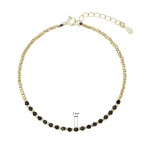Pozlátený strieborný náramok s čiernymi spinelmi