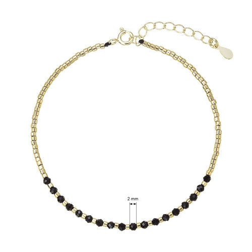 Pozlátený strieborný náramok s čiernymi spinelmi