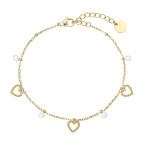 Náramok oceľový s perličkami a srdiečkami