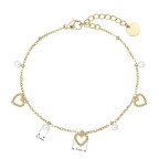 Náramok oceľový s perličkami a srdiečkami