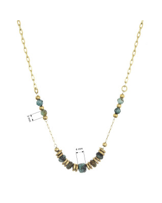 Náhrdelník oceľový s africkým tyrkysom