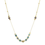 Náhrdelník oceľový so zeleným achátom