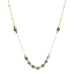 Náhrdelník oceľový so zeleným achátom