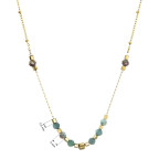 Náhrdelník oceľový so zeleným achátom