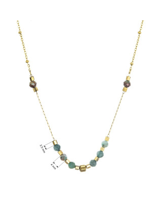 Náhrdelník oceľový so zeleným achátom