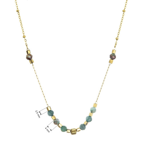 Náhrdelník oceľový so zeleným achátom