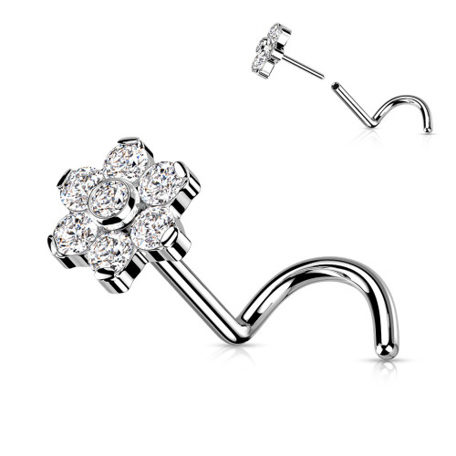 PUSH IN piercing do nosa TITAN, 0,8 x 6 mm