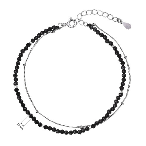 Strieborný dvojitý náramok s čiernymi spinelmi