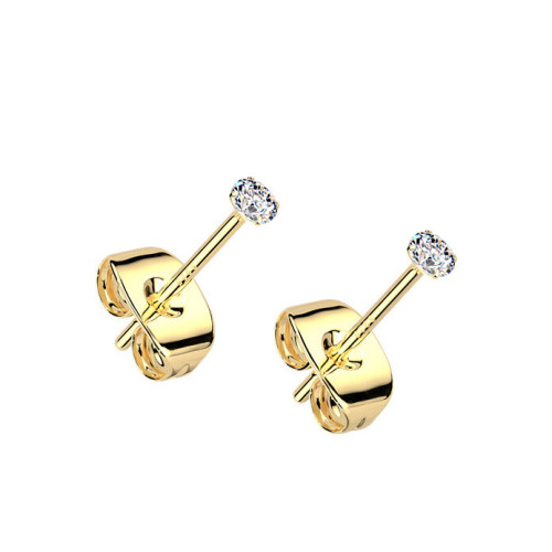 Pozlátené strieborné náušnice na puzetu - zirkóny 2 mm