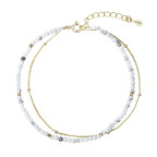 Pozlátený strieborný náramok s bielymi howlitmi