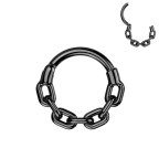 Čierny oceľový piercing - segment kruh reťaz