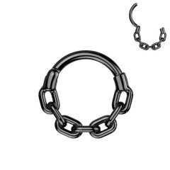 Čierny oceľový piercing - segment kruh reťaz