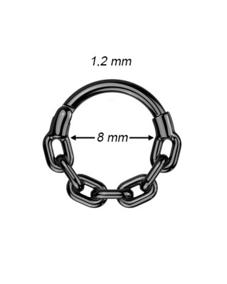 Čierny oceľový piercing - segment kruh reťaz