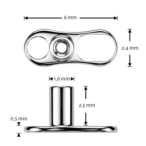 Kompletný microdermal piercing TITAN, 1,6mm