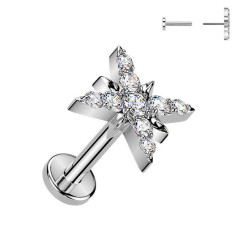 Piercing do brady hviezdička - PUSH IN labreta TITAN