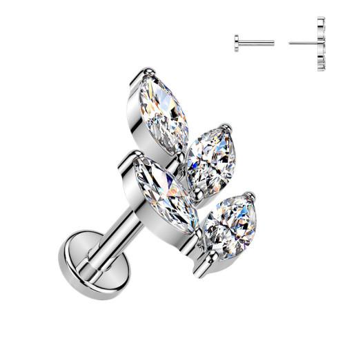 Piercing do brady vetvička - PUSH IN labreta TITAN