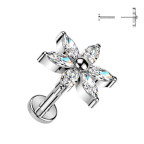 Piercing do brady kvietka - PUSH IN labreta TITAN