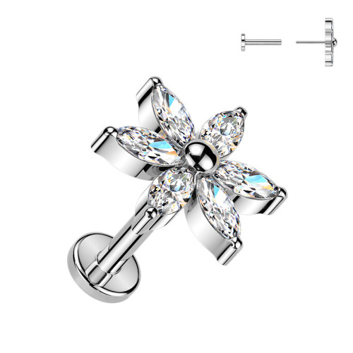 Piercing do brady kvietka - PUSH IN labreta TITAN