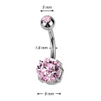 Piercing do pupku - TITAN, farba: ružová