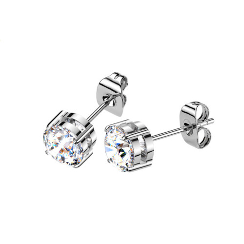 Titanové náušnice s moissanitmi 6,5mm (2x1ct)