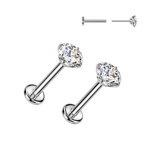 Titánové náušnice PUSH-IN s moissanitmi 3mm (2 x 0.11ct)
