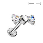 Piercing do brady so srdiečkami - PUSH IN labreta TITAN