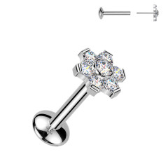 Piercing do brady kvietka - PUSH IN labreta TITAN s Moissanity 0.015ct