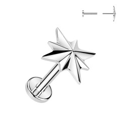 Piercing do brady hviezdička - PUSH IN labreta TITAN