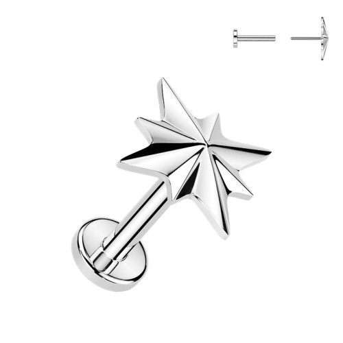 Piercing do brady hviezdička - PUSH IN labreta TITAN